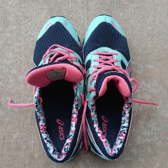 Asics Gel-Frantic 7 running shoe t3a6q sky blue hot pink navy women's Size 10 #A - Picture 3 of 9